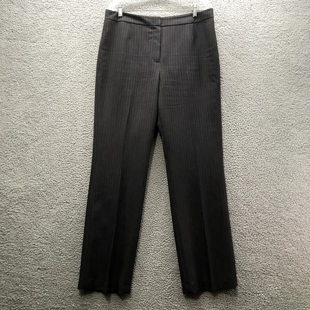 Le Suit Women's Flat Front Dress Pants Lined Brown Pin Stripe Size 10